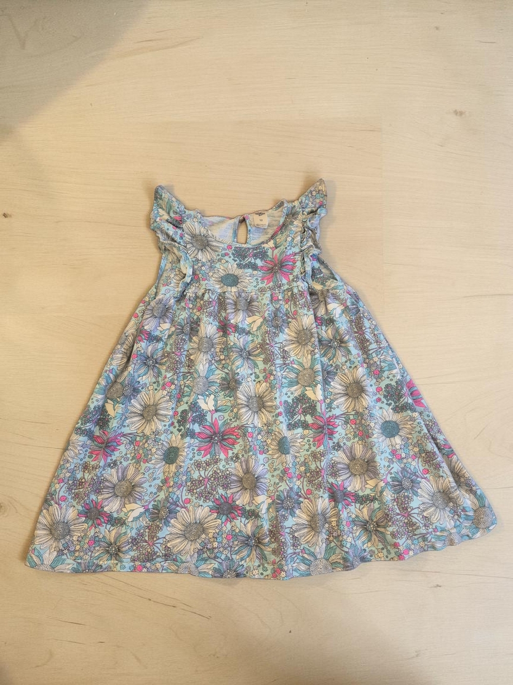 OshKosh B'gosh Floral Short Sleeve Girl's Tunic Top in White, Blue, Pink Size 12